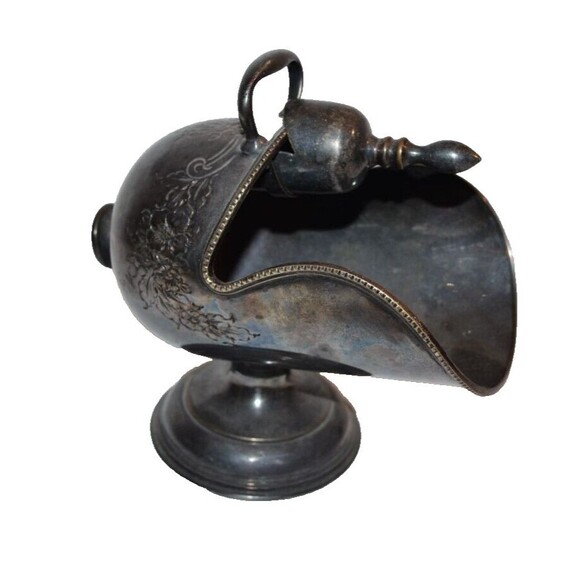 Vtg William Adams EPOC Sheffield England Silver Sugar Scuttle w/Floral Chasing - Picture 2 of 15